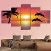 Beautiful Sunset and stars at the seaside in the background Multi panel canvas wall art