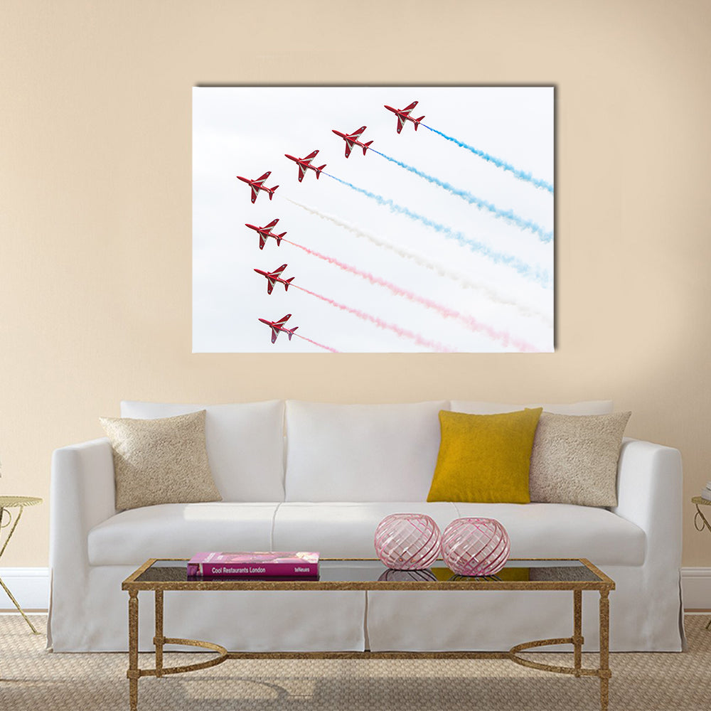 RAF Red Arrows performing at the Dutch Air Force Open House multi panel canvas wall art