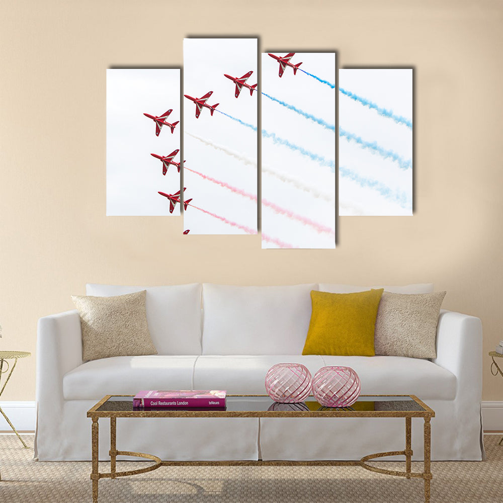 RAF Red Arrows performing at the Dutch Air Force Open House multi panel canvas wall art