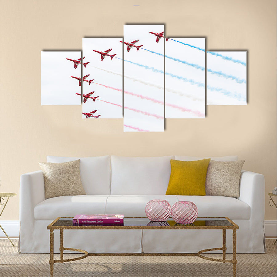 RAF Red Arrows performing at the Dutch Air Force Open House multi panel canvas wall art