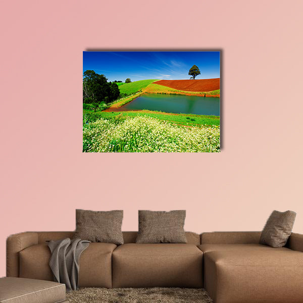 Rural field in Tasmania, Australia multi panel canvas wall art