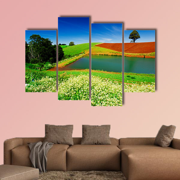 Rural field in Tasmania, Australia multi panel canvas wall art