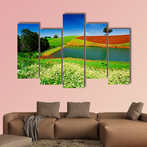 Rural field in Tasmania, Australia multi panel canvas wall art