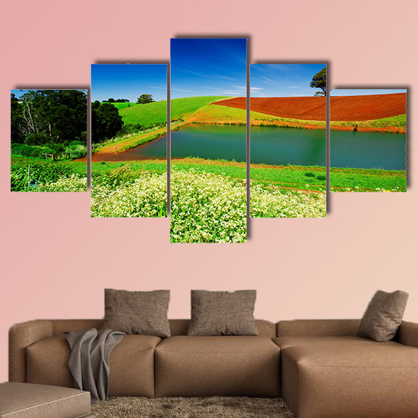 Rural field in Tasmania, Australia multi panel canvas wall art