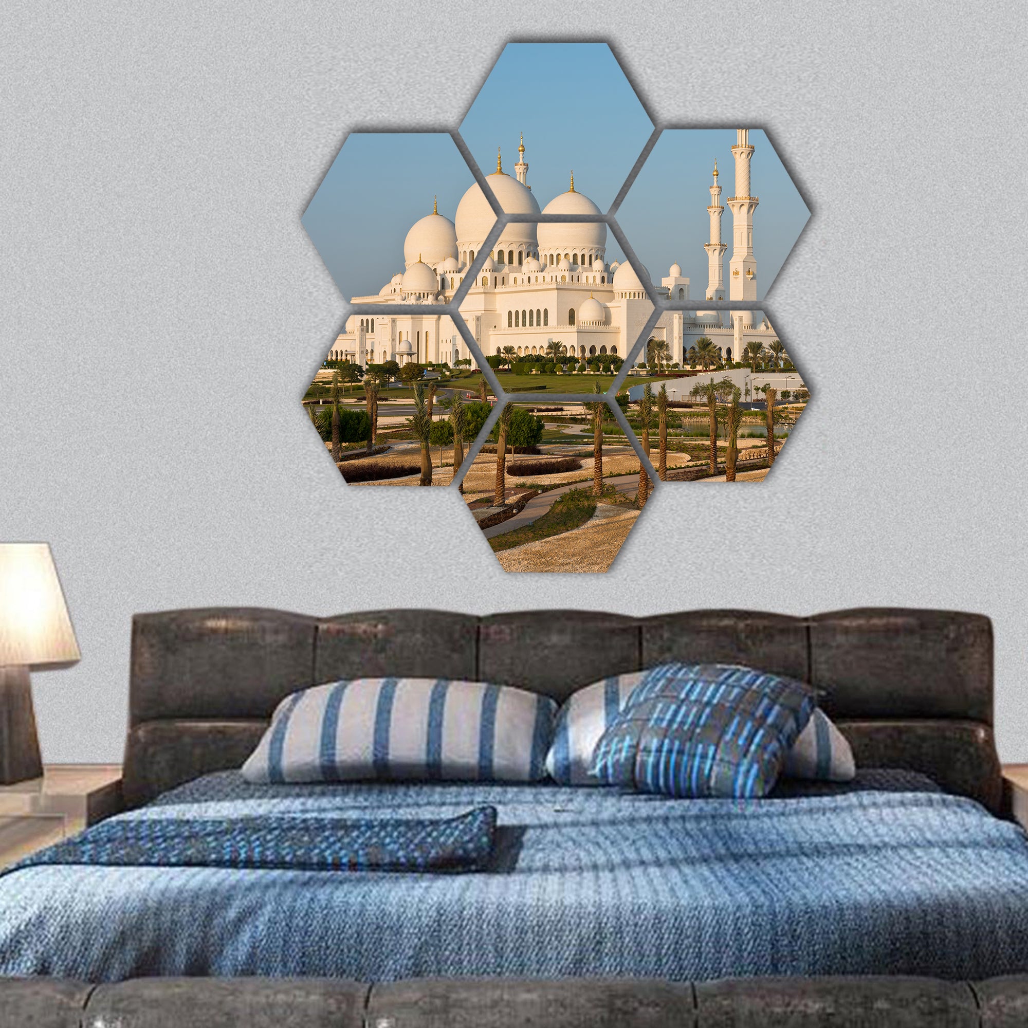 Sheikh Zayed White Mosque in Abu Dhabi, UAE hexagonal canvas wall art