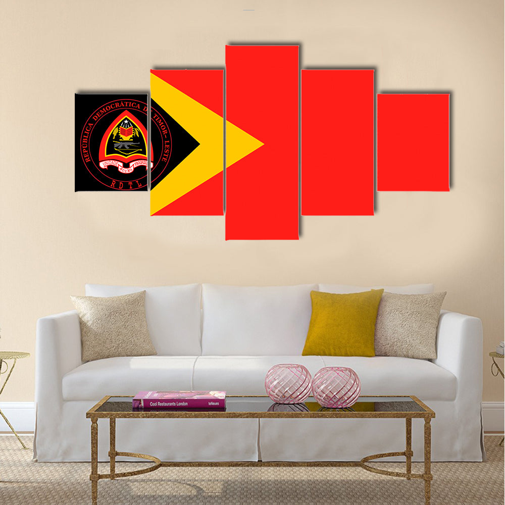 Beautiful Flag of East Timor Multi Panel Canvas Wall Art