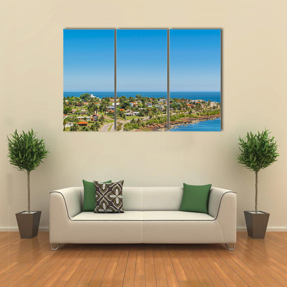 Aerial view landscape scene of Punta a watering place located in Maldonado Uruguay Multi panel canvas wall art