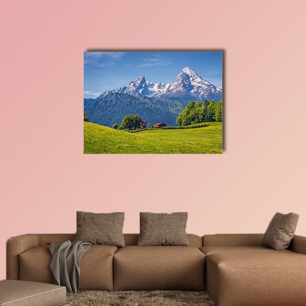 Idyllic landscape in the Alps blooming flowers, multi panel canvas wall art