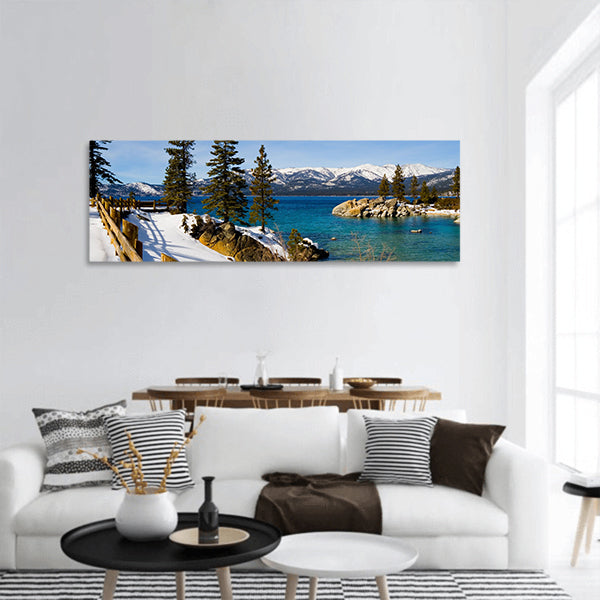 Lake Tahoe in Winter panoramic canvas wall art