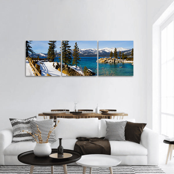 Lake Tahoe in Winter panoramic canvas wall art