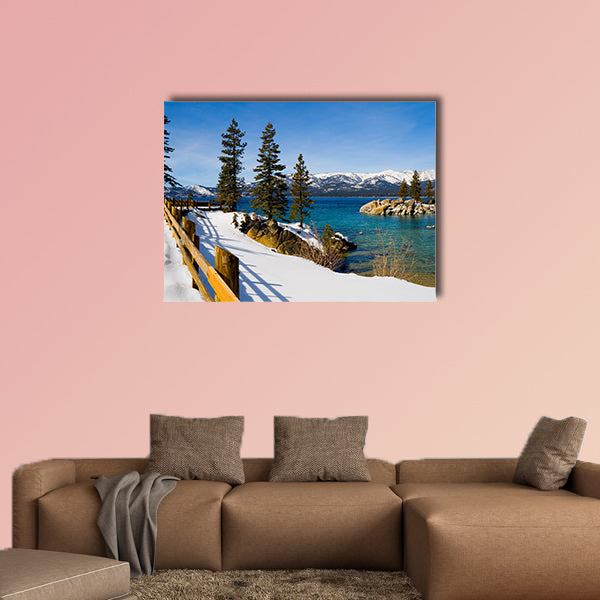 Lake Tahoe in winter multi panel canvas wall art