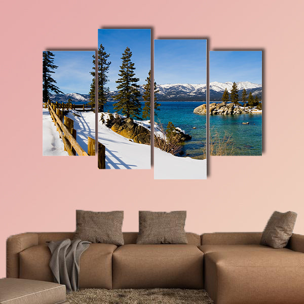 Lake Tahoe in winter multi panel canvas wall art