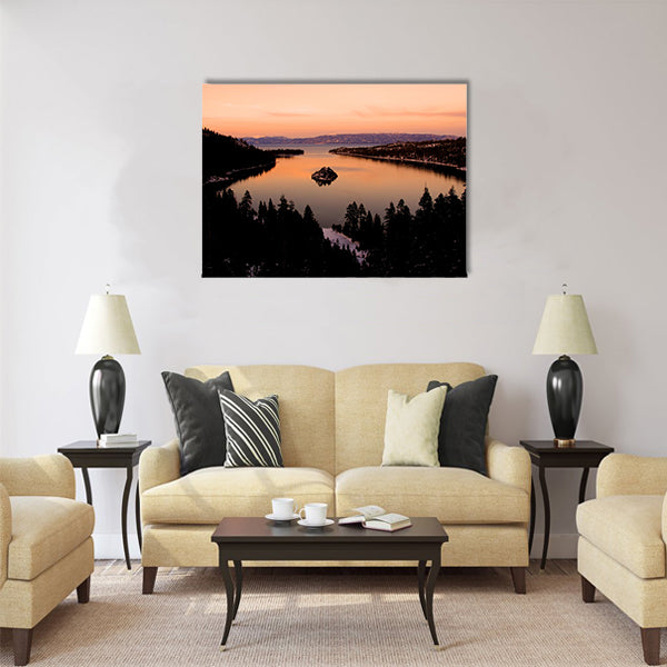 Emerald Bay after sunset, Lake Tahoe multi panel canvas wall art