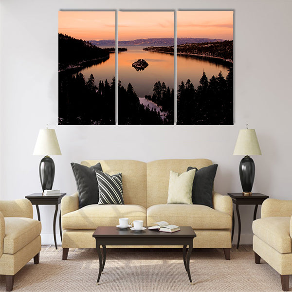 Emerald Bay after sunset, Lake Tahoe multi panel canvas wall art