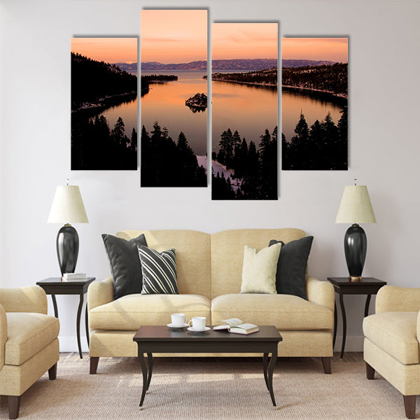 Emerald Bay after sunset, Lake Tahoe multi panel canvas wall art