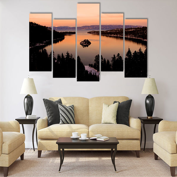 Emerald Bay after sunset, Lake Tahoe multi panel canvas wall art