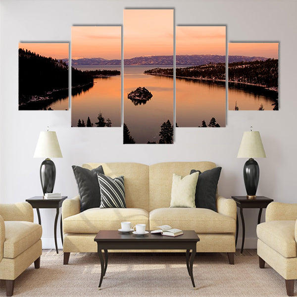 Emerald Bay after sunset, Lake Tahoe multi panel canvas wall art