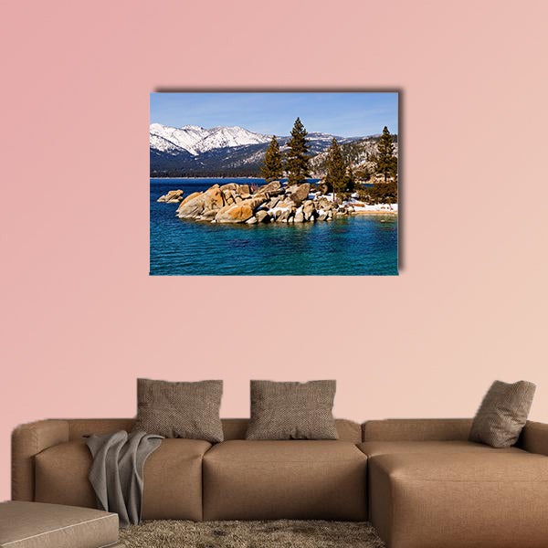 Lake Tahoe in winter multi panel canvas wall art