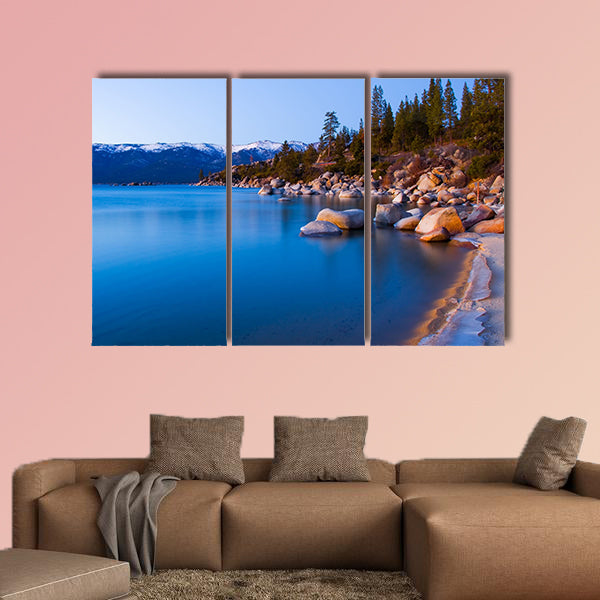 Lake Tahoe after sunset Multi panel canvas wall art