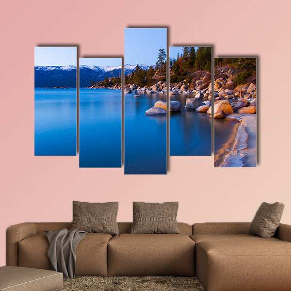 Lake Tahoe after sunset Multi panel canvas wall art