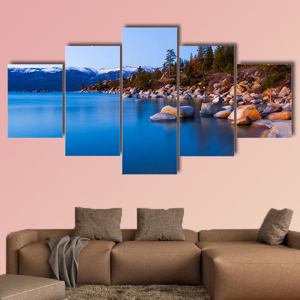 Lake Tahoe after sunset Multi panel canvas wall art