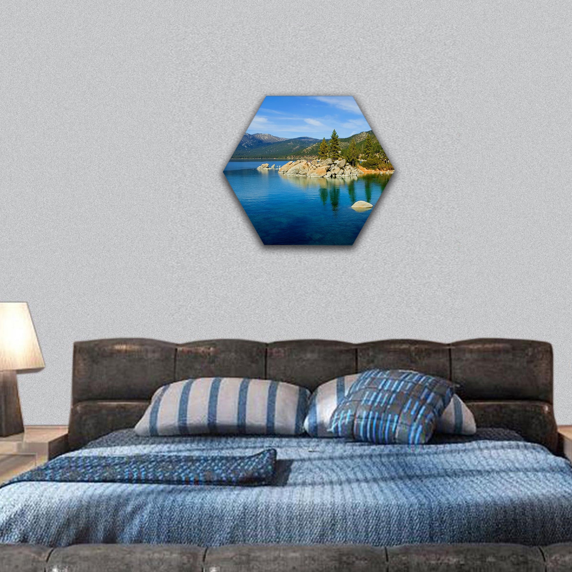 Lake Tahoe hexagonal canvas wall art