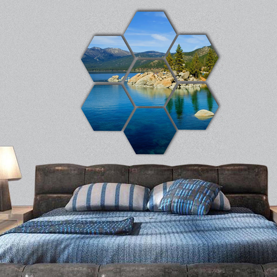 Lake Tahoe hexagonal canvas wall art