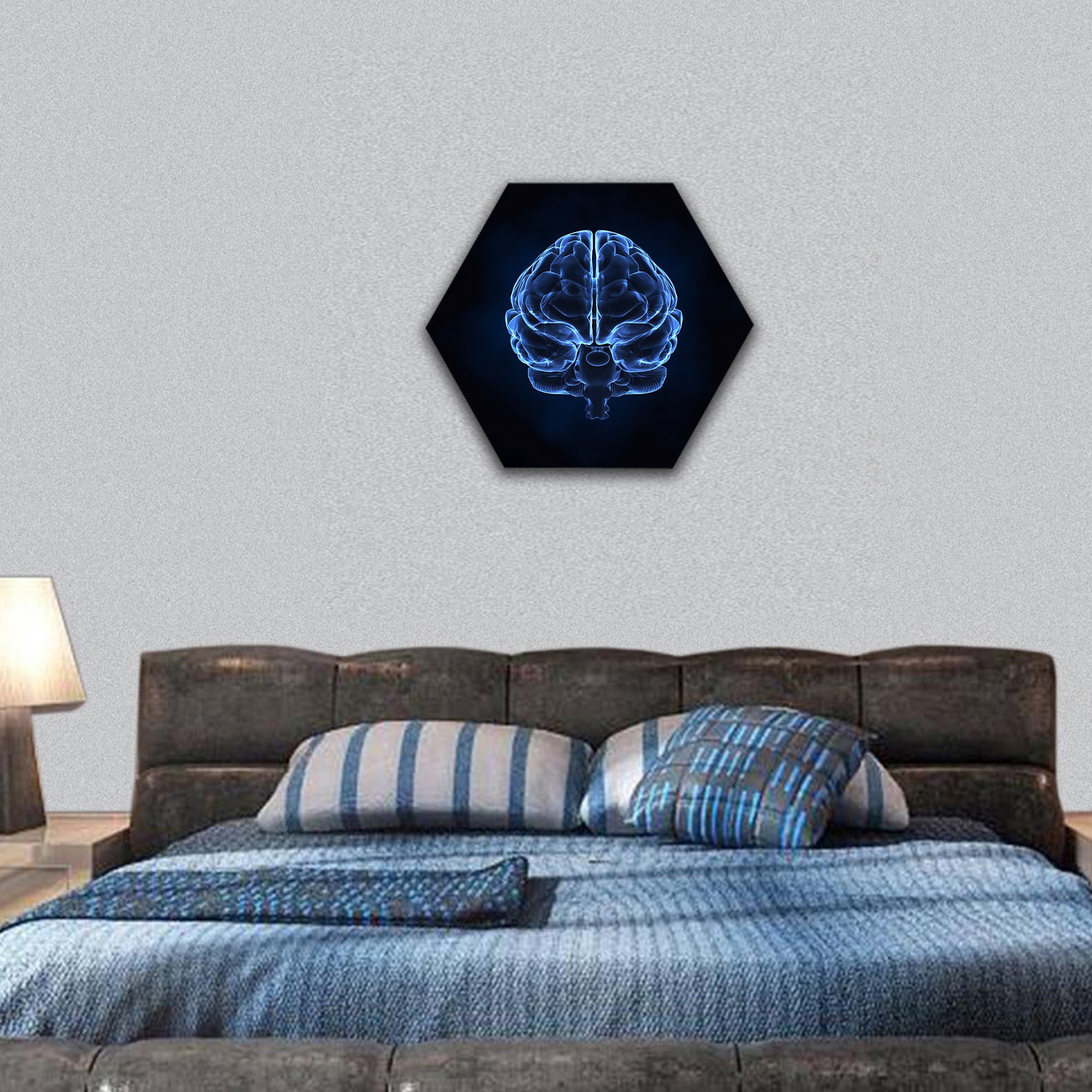 X- ray human brain hexagonal canvas wall art
