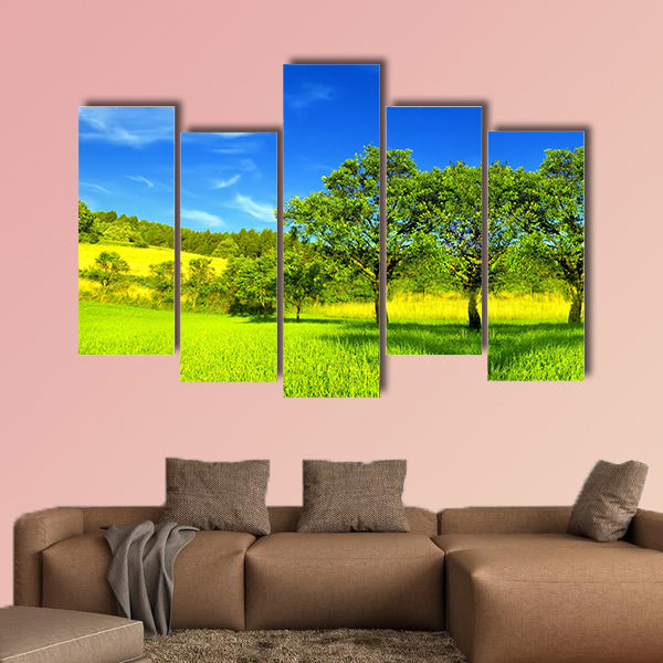 Summer landscape multi panel canvas wall art