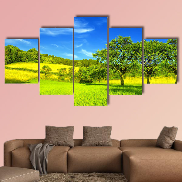 Summer landscape multi panel canvas wall art