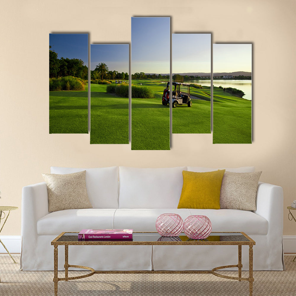 Golf Course and buggies Multi panel canvas wall art