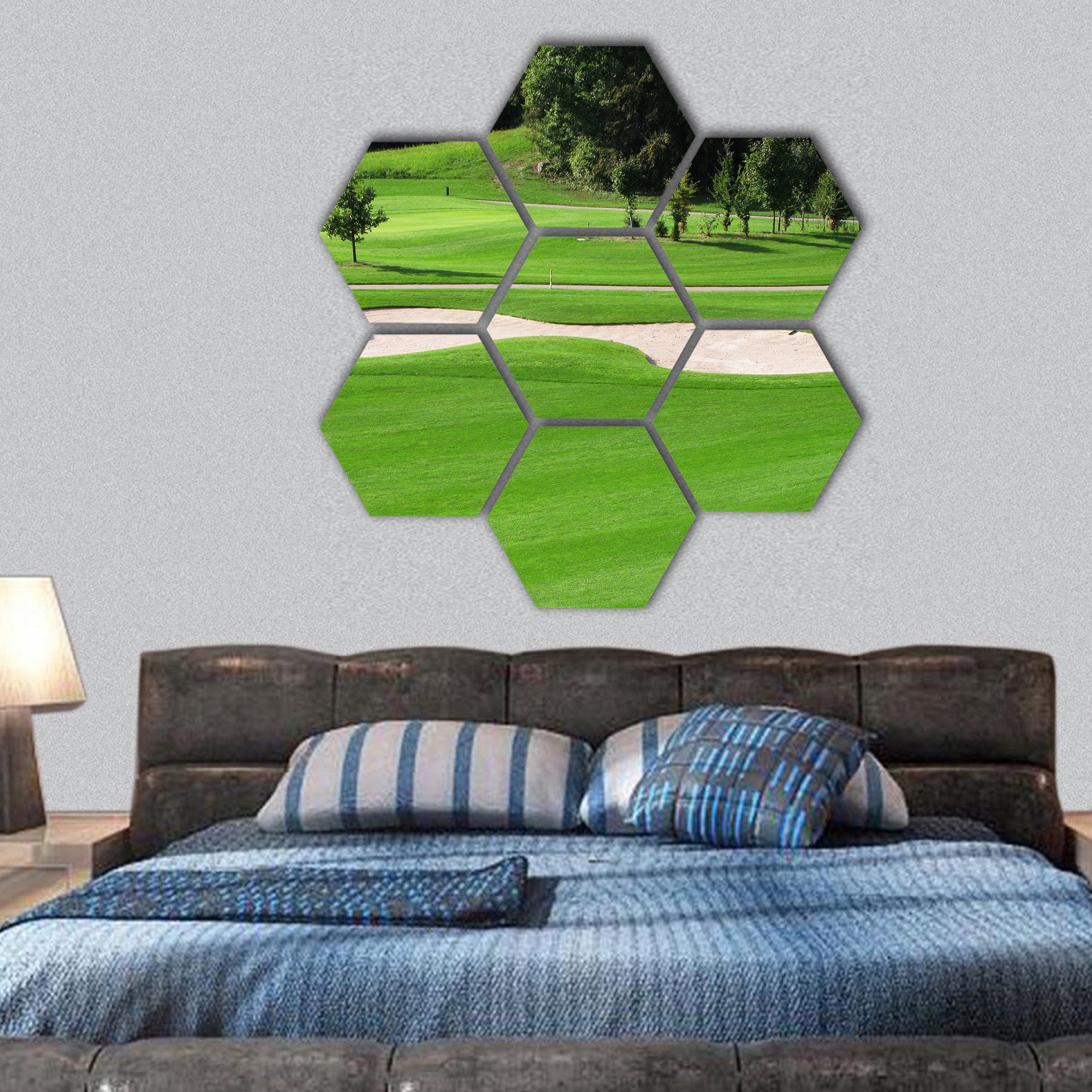 Golf course hexagonal canvas wall art