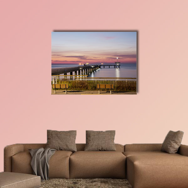  Sunrise over the sea bridge in Burgas bay, Bulgaria wall art