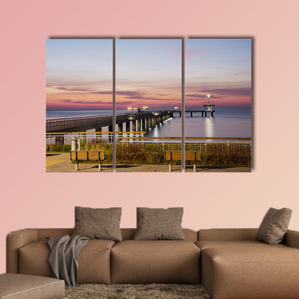  Sunrise over the sea bridge in Burgas bay, Bulgaria wall art