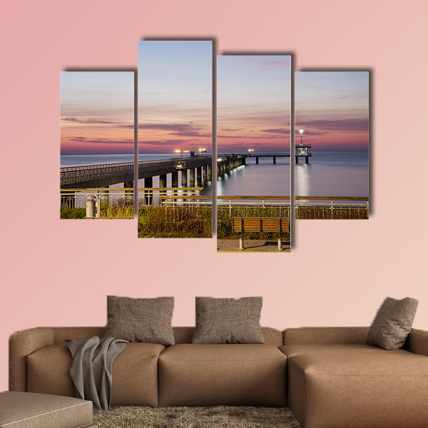  Sunrise over the sea bridge in Burgas bay, Bulgaria wall art