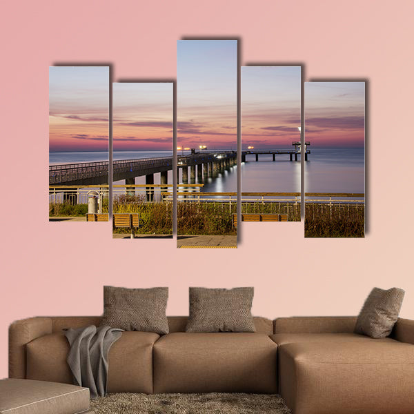  Sunrise over the sea bridge in Burgas bay, Bulgaria wall art