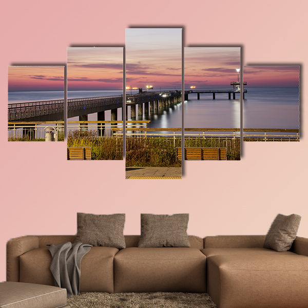  Sunrise over the sea bridge in Burgas bay, Bulgaria wall art
