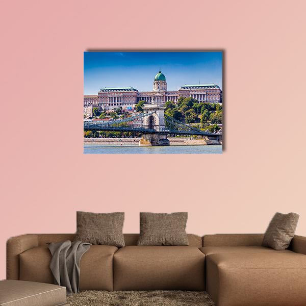 Buda Castle and Chain Bridge on the Danube River multi panel canvas wall art