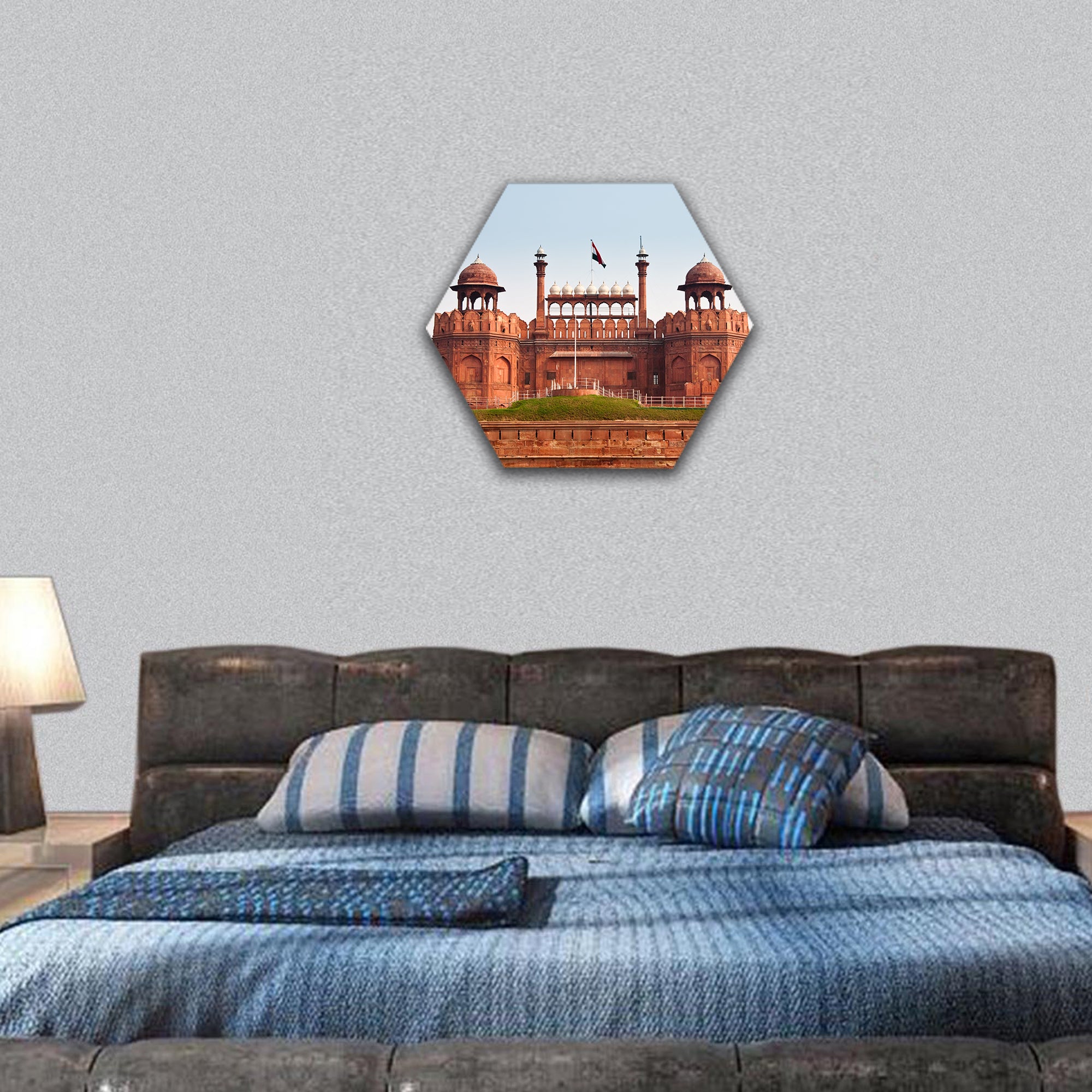 The Red Fort in Old Delhi, India hexagonal canvas wall art