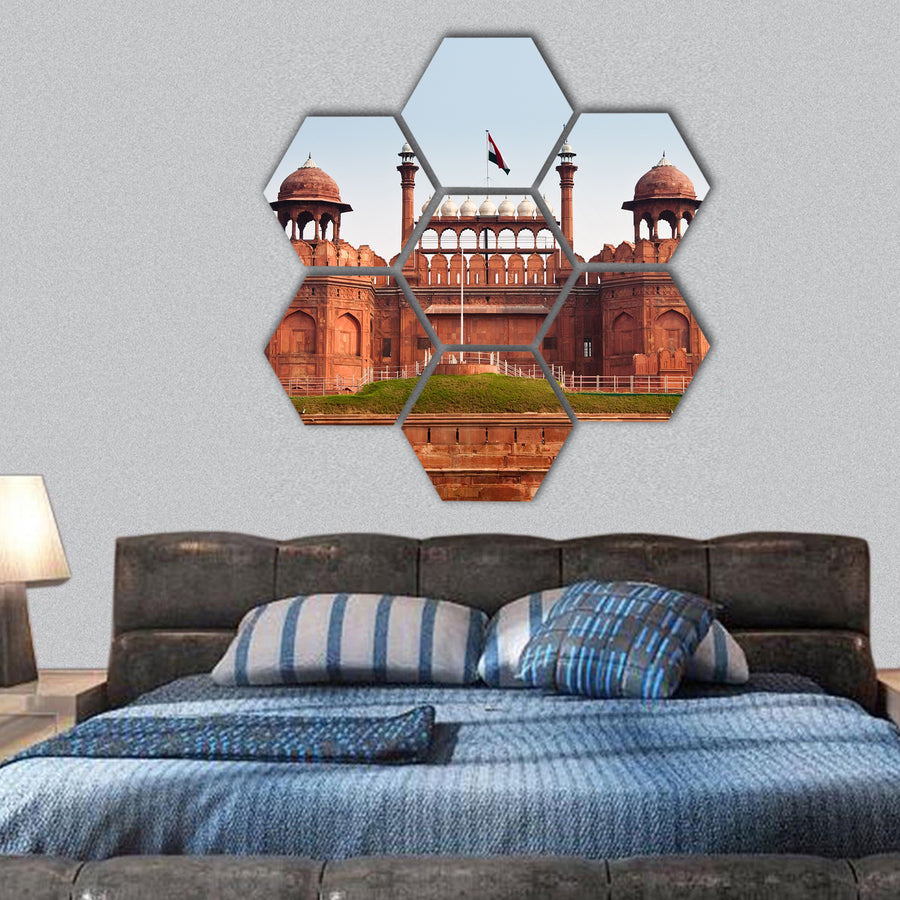 The Red Fort in Old Delhi, India hexagonal canvas wall art