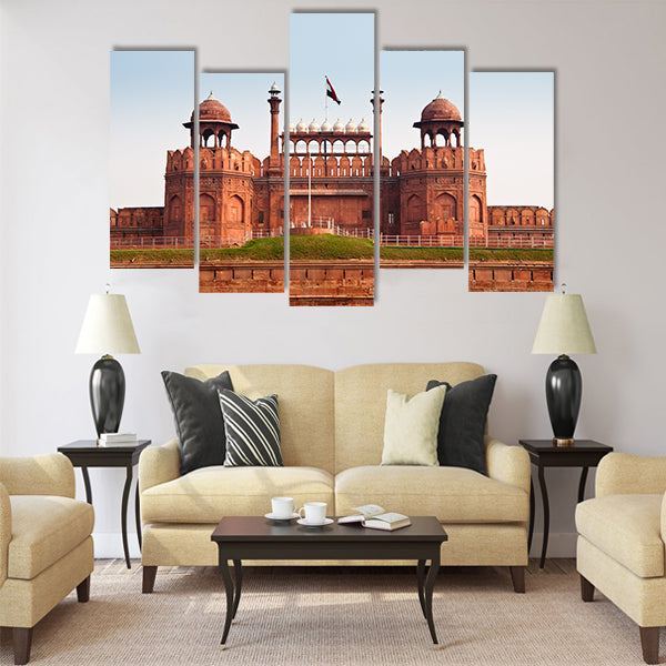 The Red Fort in Old Delhi, India Multi Panel Canvas Wall Art