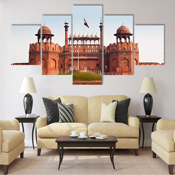 The Red Fort in Old Delhi, India Multi Panel Canvas Wall Art
