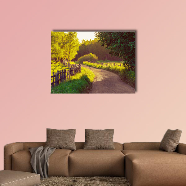 Rural Sweden summer sunny landscape with road multi panel canvas wall art
