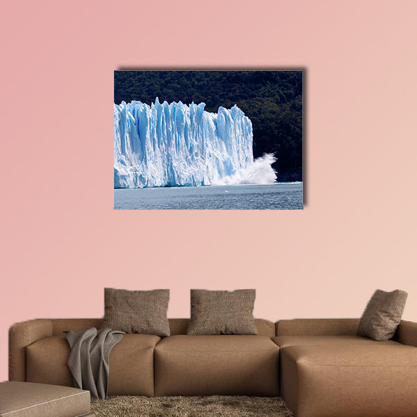 Image of a collapsing glacier on a forest background multi panel canvas wall art