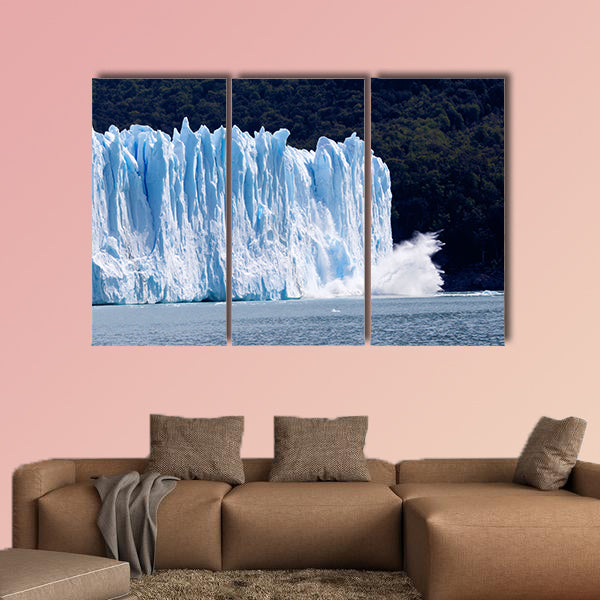 Image of a collapsing glacier on a forest background multi panel canvas wall art