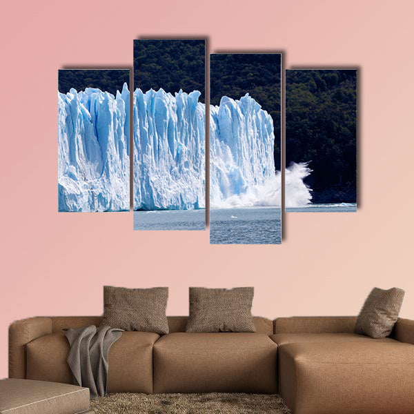Image of a collapsing glacier on a forest background multi panel canvas wall art