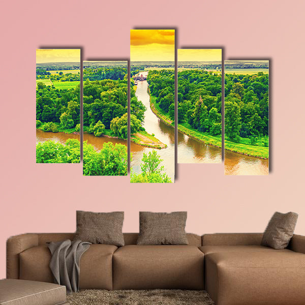 Merge of two rivers multi panel canvas wall art