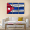 Realistic Flag Of Cuba Multi Panel Canvas Wall Art