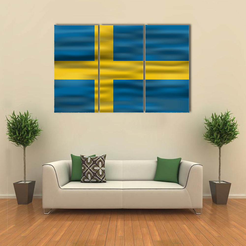 Realistic Flag of Sweden Multi Panel Canvas Wall Art