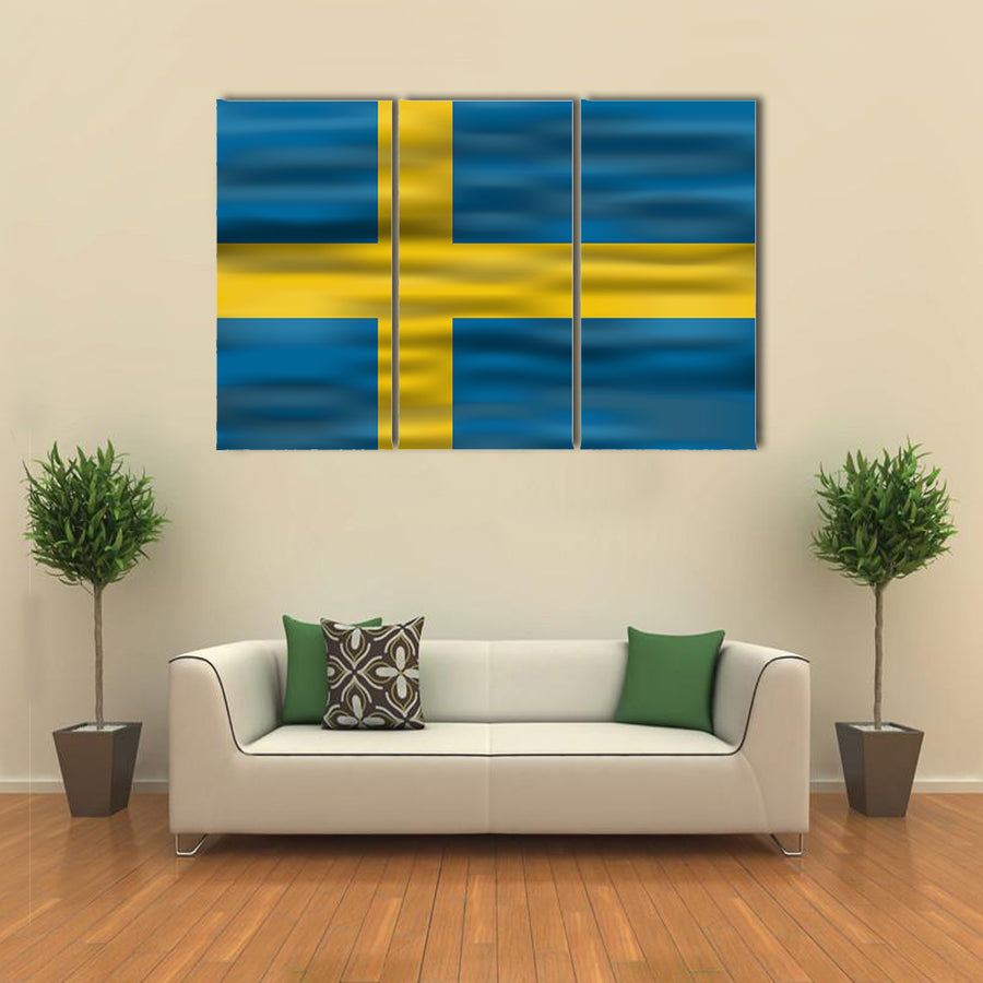 Realistic Flag of Sweden Multi Panel Canvas Wall Art